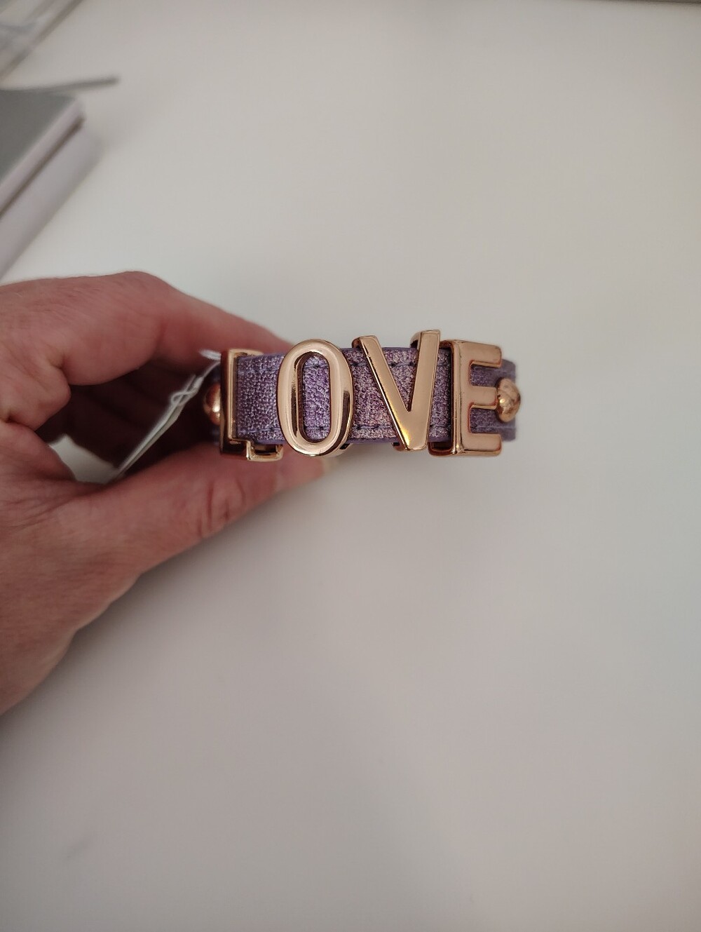 🆕Lavender Leather LOVE Bracelet with Rose Gold Accents - Picture 2 of 4